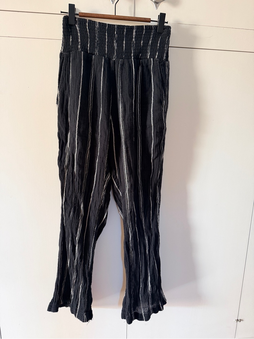 Women’s Billabong Smocked Waist Black Stripe Beach Pants